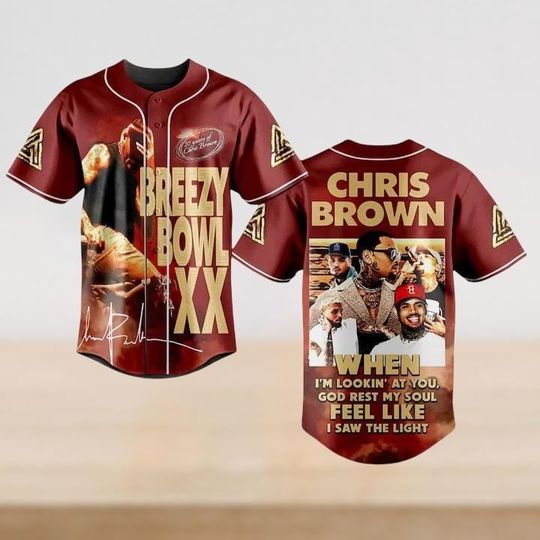 Chris Brown Breezy Bowl XX Baseball Jersey Shirt, Chris Brown Tour Baseball Shirt, Chris Brown Jersey, Music Concert Shirt, Hip Hop Fan