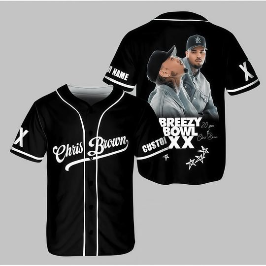 Discover Breezy Bowl XX Chris Brown  Black Baseball Jersey  Breezy Bowl XX Hip Hop Streetwear