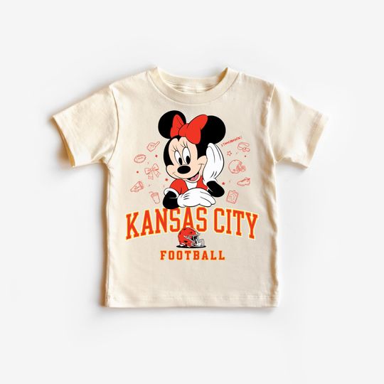 Kansas City Football Minnie T-Shirt, Kids Game Day Tee, Disney Football Shirt