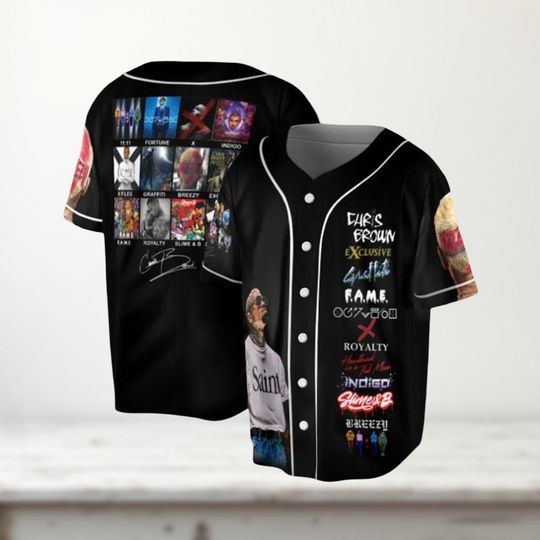 Chris Brown Album Cover Jersey, Breezy Tour Baseball Shirt, Rapper Album Fan Merch, Gift For Fan