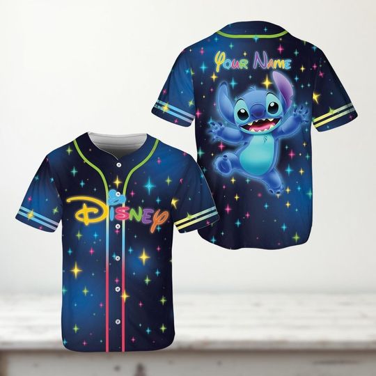 Custom Stitch Disneyland Baseball Jersey, Lilo and Stitch Jersey Kids Shirt, Disney Baseball Jersey Gift
