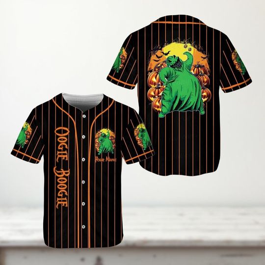 Custom Oogie Boogie Halloween Jersey, Disney Villain Costume Shirt, Pumpkin Scene Tee, Nightmare Before Christmas Fall Outfit