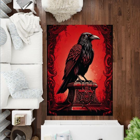 Discover Gothic Raven Rug, Gothic Home Decor, Crow Rug, Living Room Rug, Area Rug