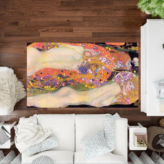 Discover Gustav Klimt's Water Serpents II (1907) Rug, Art Nouveau Rug, Bedroom Rug
