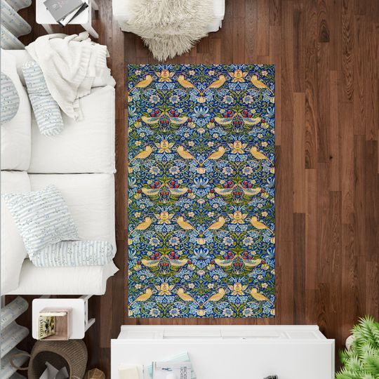 Discover William Morris's (1834-1896) Strawberry Thief Rug, Flower Pattern Rug, Living Room Rug