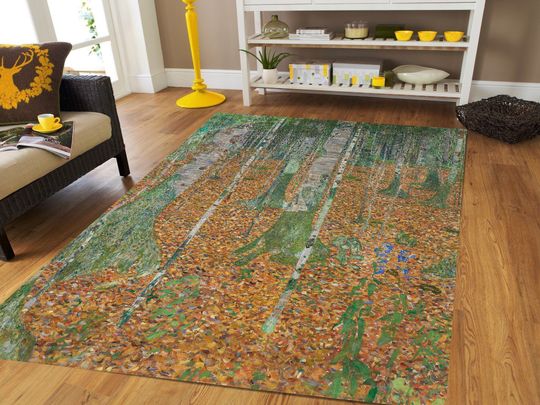Discover Gustav Klimt's Birch Forest Rug, Art Nouveau Rug, Home Decor, Area Rug, Bedroom Rug