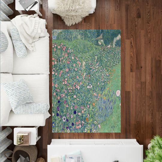Discover Gustav Klimt's Italienische Gartenlandschaft Rug, Home Decor, Area Rug, Bedroom Rug