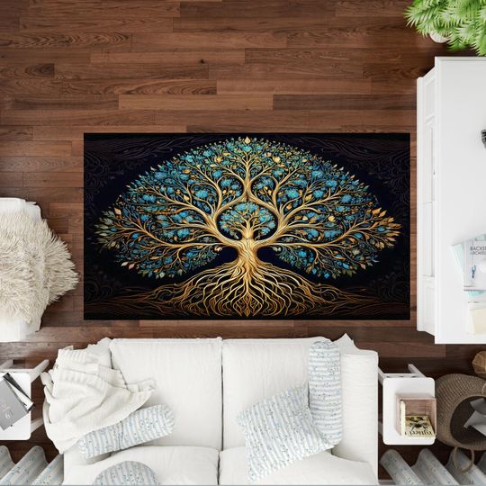Discover Tree of Life Rug, Celtic Tree of Life Rug, Living Room Rug, Area Rug, Norse Decor