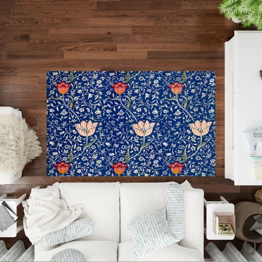 Discover William Morris's Medway (1885) Rug, Art Nouveau Rug, Flower Pattern Rug, Living Room Rug