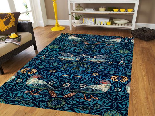 Discover William Morris's Bird Pattern Rug, Art Nouveau Rug, Flower Pattern Rug, Living Room Rug
