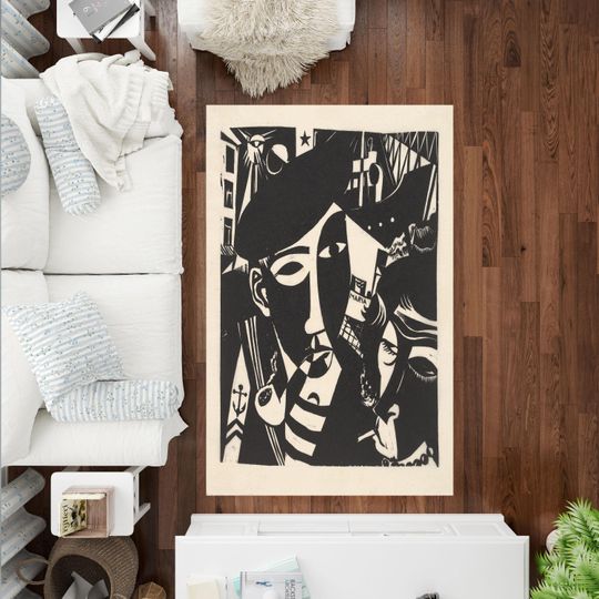 Tinus Van Doorn's Passagieren (1935) Rug, Living Room Rug, Area Rug, Painting Cool Rug