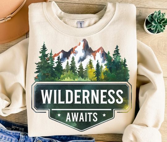 Wilderness Awaits Hiking Mountain Landscape  for Sweatshirts