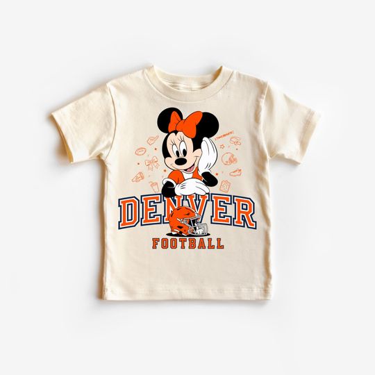 Denver Football Minnie T-Shirt, Denver Kids Game Day Tee, Disney Football Shirt