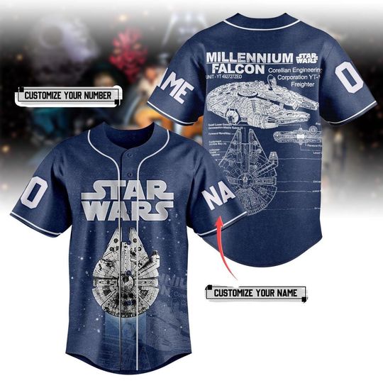 Star Wars Millennium Falcon Baseball Jersey, Retro Disney Star Wars Baseball Shirt