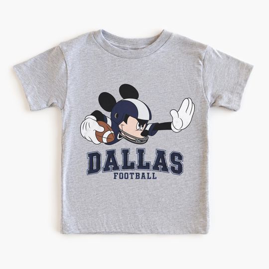 Discover Dallas Football Mickey Kids T-Shirt  Cute Game Day Graphic Tee for Toddlers & Youth, Sports Fan Shirt for Boys and Girls
