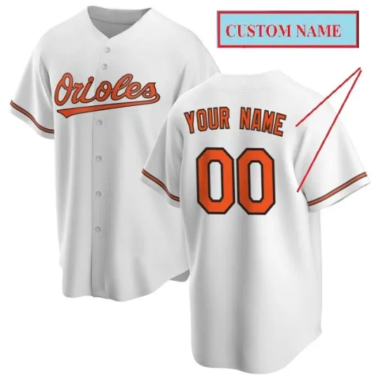 Custom Orioles Baseball Jersey White S-5XL with Name and Number