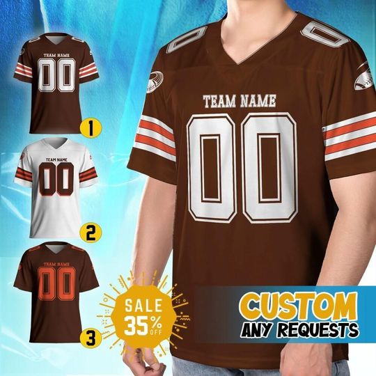 Discover Personalized Adult kid Team Brown Football Jersey Collection, Custom Sports Fan Gear, Team Uniform Style Shirt for Game Day, Matching Game