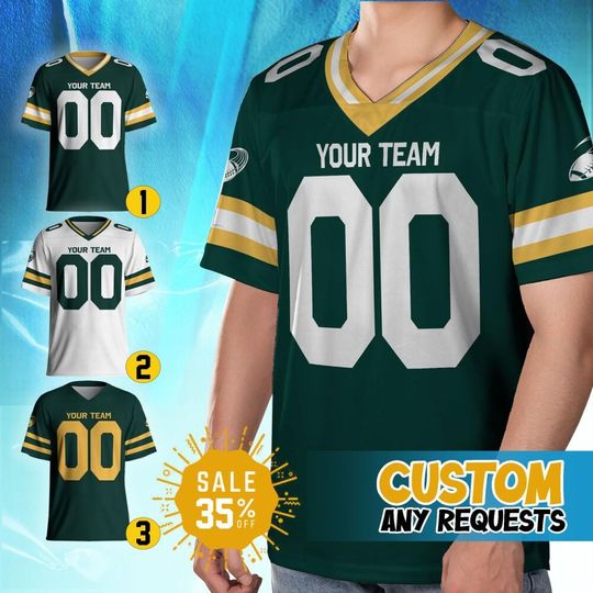 Discover Custom Team Packer Football Jersey Collection, Personalized Sports Fan Gear, Custom Game Day American Football Fans, Gift for Him