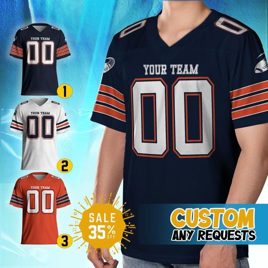 Discover Custom Team Bear Football Jersey Collection, Personalized Sports Fan Gear, Custom Game Day American Football Fans, Gift for Him