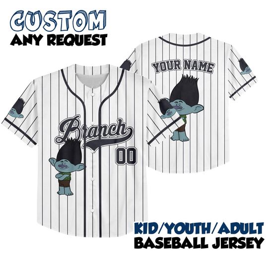 Discover Personalized Trolls Baseball Jersey, Branch Trolls Band Together Group Kid Youth Adult Team, Trolls Family Birthday Party Theme