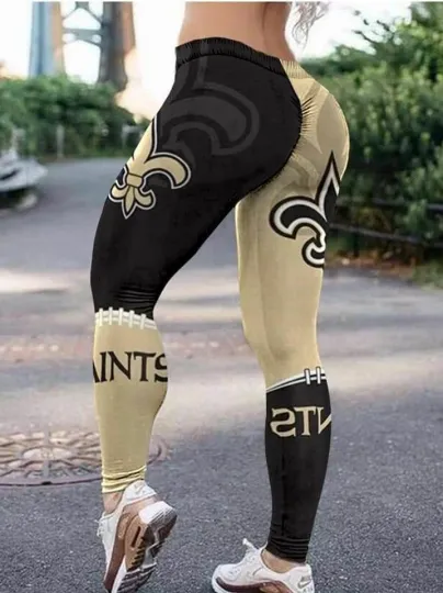 New Orleans Saints Women's Black and Gold Sport Leggings