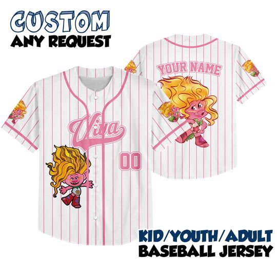 Personalized Trolls Baseball Jersey, Viva Trolls Band Together Group Kid Youth Adult Team, Trolls Family Birthday Party Theme