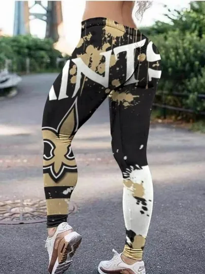 Discover New Orleans Saints Women's Black and Gold Sport Leggings