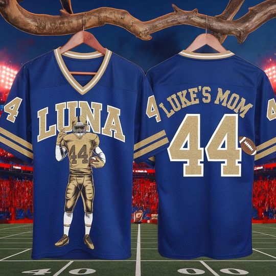 Personalized America Football Mom Jersey, Faux Glitter Football Jersey With Team Name Number