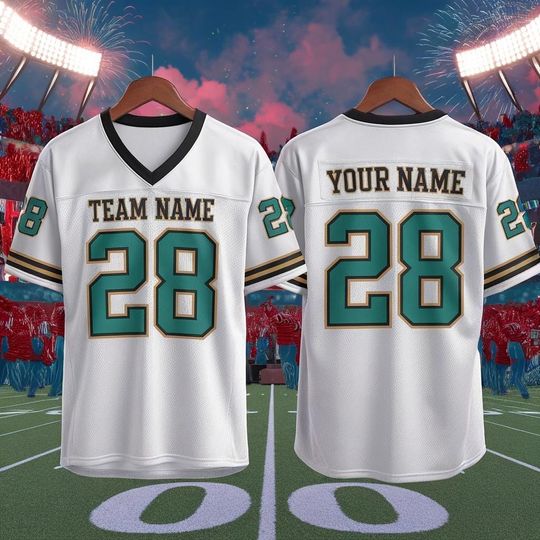 Personalized America Team Football Jersey, White Football Jersey With Team Name Number