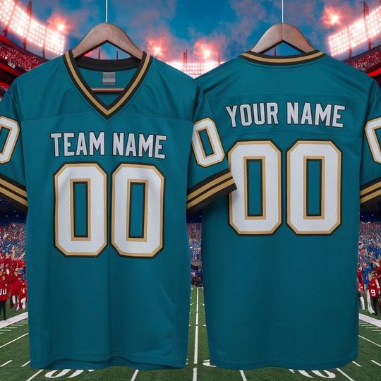 Discover Personalized America Team Football Jersey, Teal Football Jersey With Team Name Number