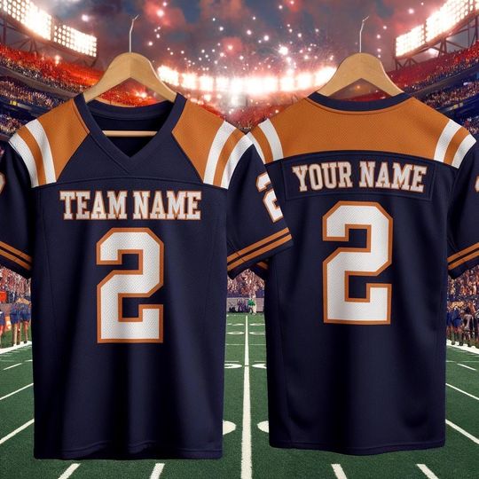 Custom America Team Football Jersey, Navy Blue Football Jersey With Team Name Number