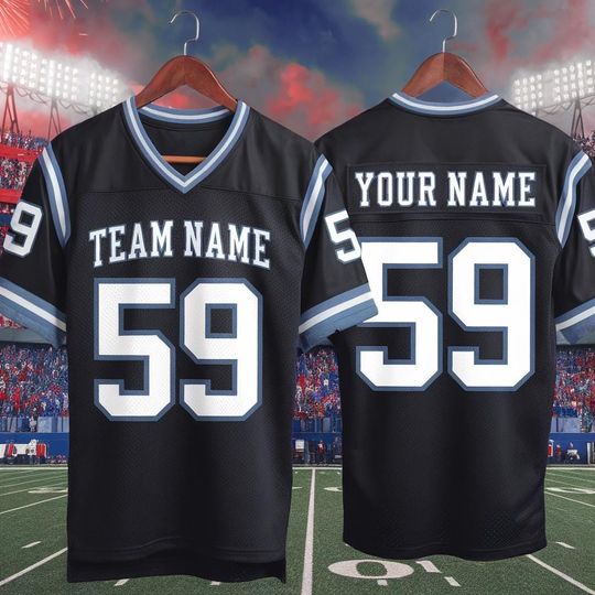 Custom America Team Football Jersey, Black Blue Football Jersey With Team Name Number