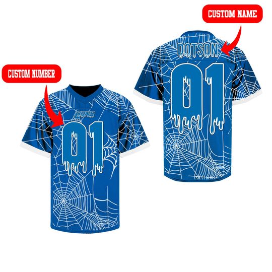 Personalized Detroit Lions Halloween Football Jersey, Custom football Name and Number Shirt, Spooky Game Day Outfit, Unique Fan Gift Apparel