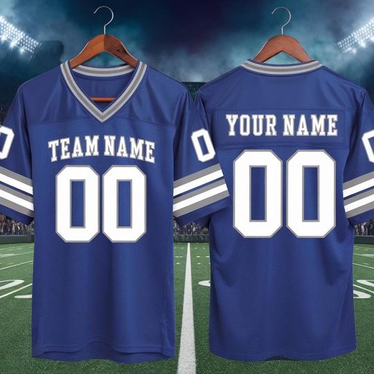Discover Custom America Team Football Game Jersey, Blue Football Jersey With Team Name Number