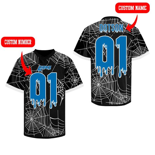 Personalized Detroit Lions Halloween Football Jersey, Custom Name and Number football Shirt, Spooky Fan Gift Apparel, Stadium Game Day Outfit