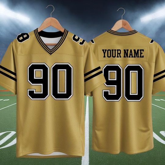 Custom America Team Football Game Jersey, Retro Gold Jersey With Team Name Number
