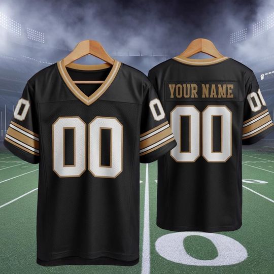Custom America Team Football Game Jersey, Black Jersey With Team Name Number