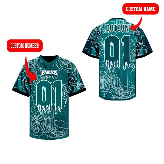 Personalized Philadelphia Eagles Halloween Football Jersey, Custom football Name and Number Shirt, Spooky Costume Outfit, Trick or Treat Fan Gift