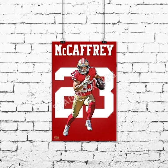Christian McCaffrey Poster San Francisco 49ers Jersey Wall Art Print
