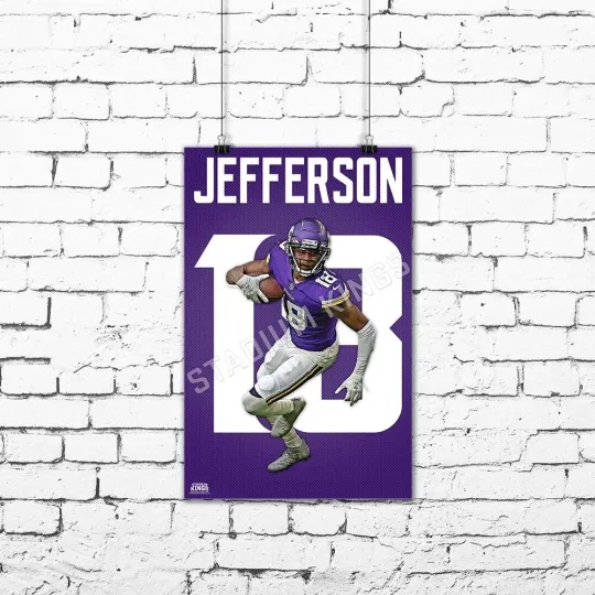 Justin Jefferson Poster Minnesota Vikings Home Jersey Wall Art Print