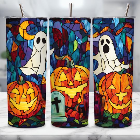 Discover Cute Halloween Tumbler with Lid and Straw, Spooky Vibes  Tumbler