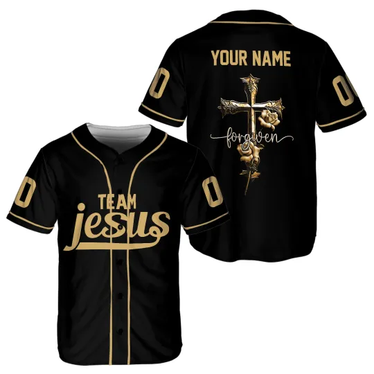 Discover Personalized Christian Jesus Forgiven Baseball Jersey Shirt