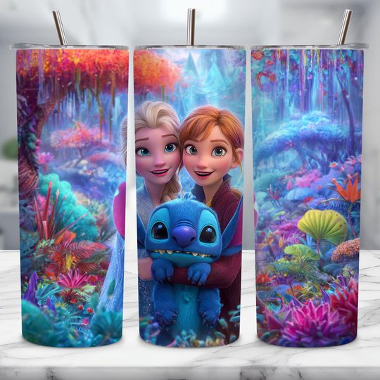 Discover Cartoon Princesses & Sti-tch 20oz Tumbler Wrap, Skinny TumblerPng, Princess Tumbler, Tumbler Printable Design, Digital Download, Sublimation