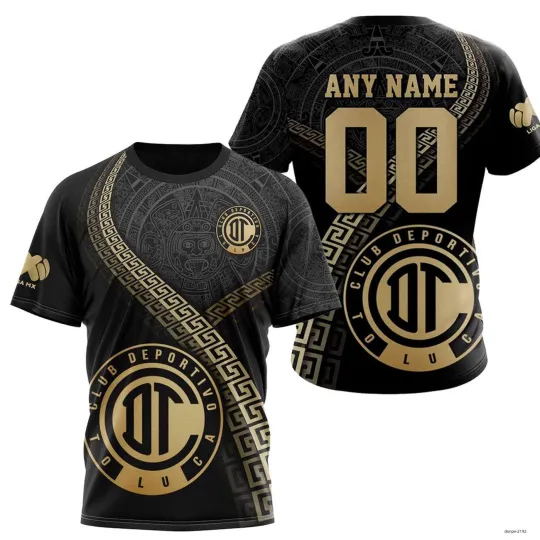 Discover Personalized LIGA MX Deportivo Toluca Shirt 3D Special Black And Gold Tee