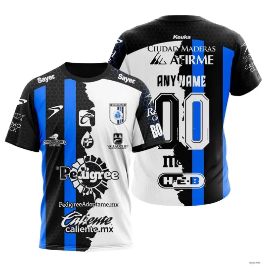 Discover Personalized Querétaro F.C. 3D Home Shirt 2025 Blue-Black Stripes