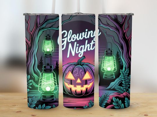 Halloween Tumbler with Lid and Straw, Cute Ghost Tumbler