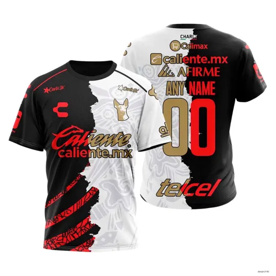 Discover LIGA MX Club Tijuana 3D T-Shirt 2024-2025 Home Split Black