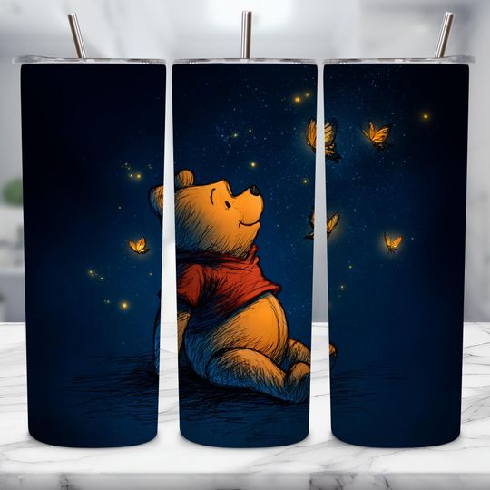 Cute Cartoon Bear Tumbler with Lid and Straw