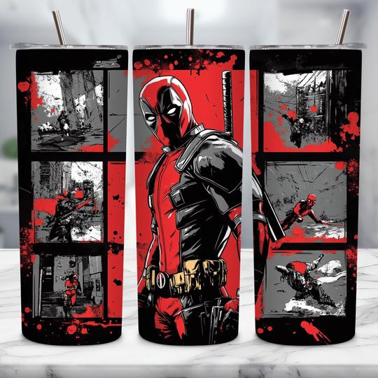 Superhero Tumbler with Lid and Straw