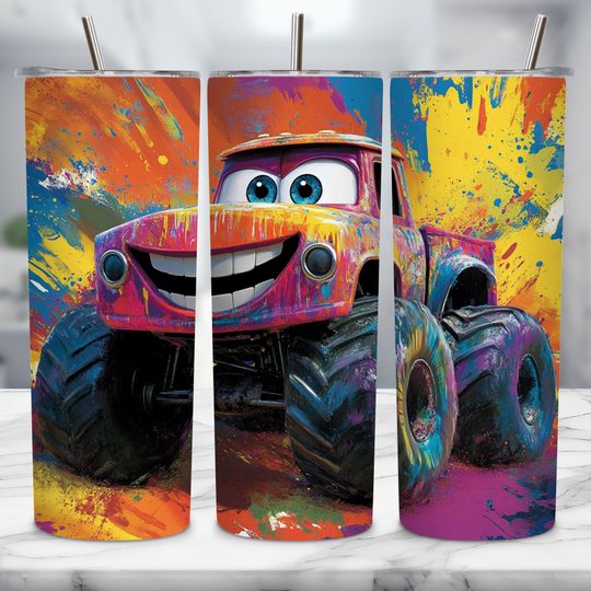 Monster Truck Tumbler with Lid and Straw